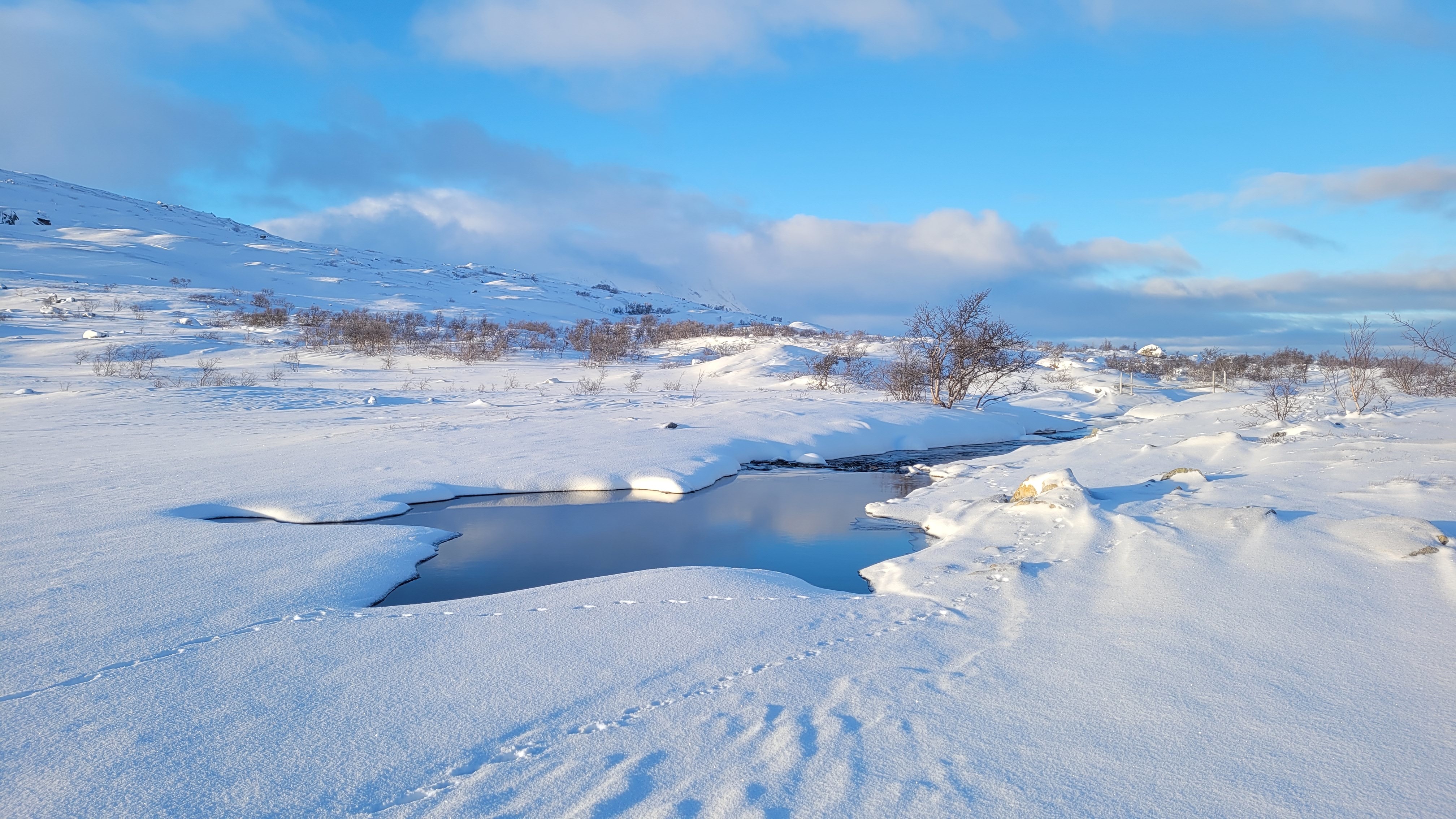 Åpent utløp på Kjemåvatn Saltfjellet