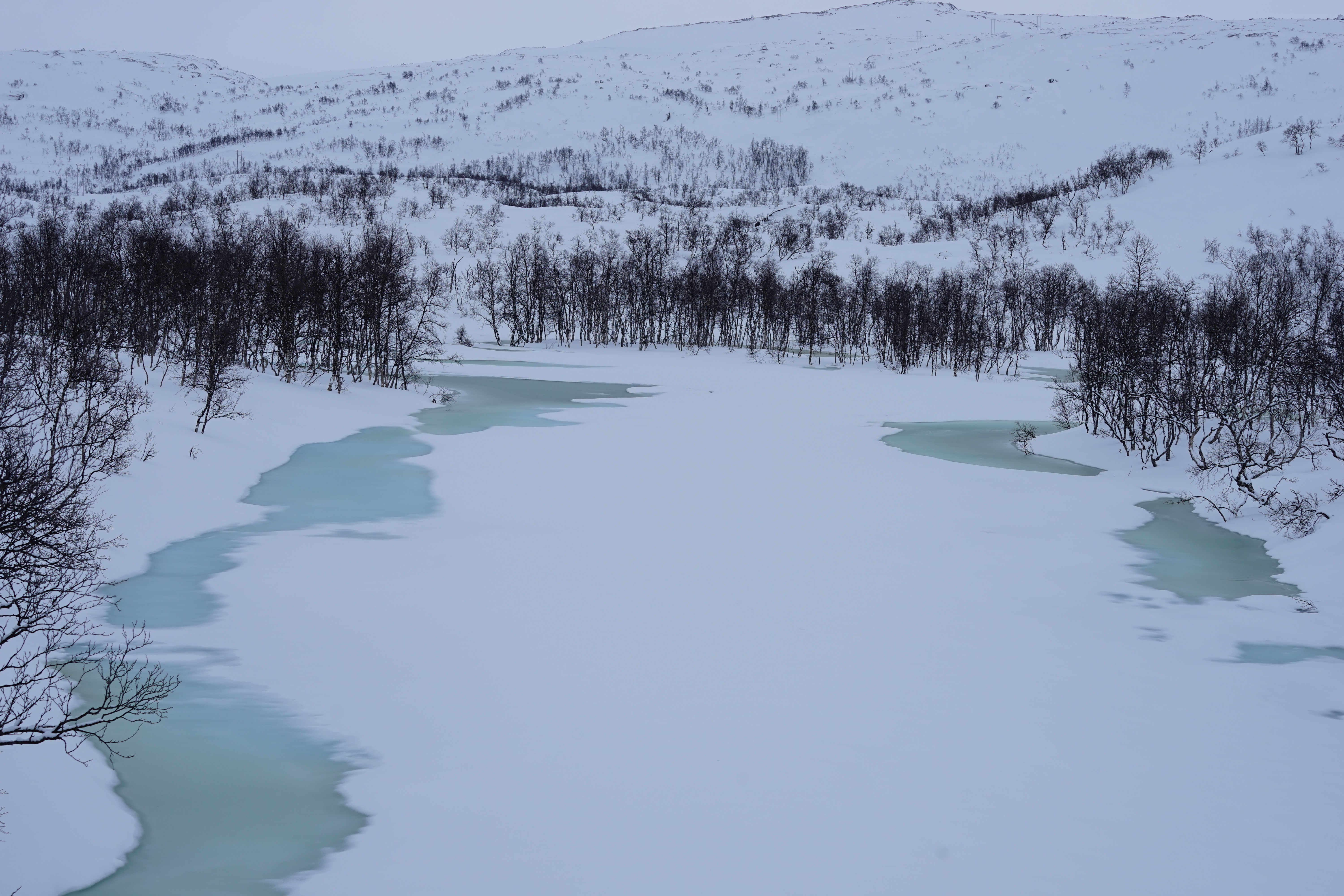 Mye overvann på Holmvasselva på Nygårdsfjell.