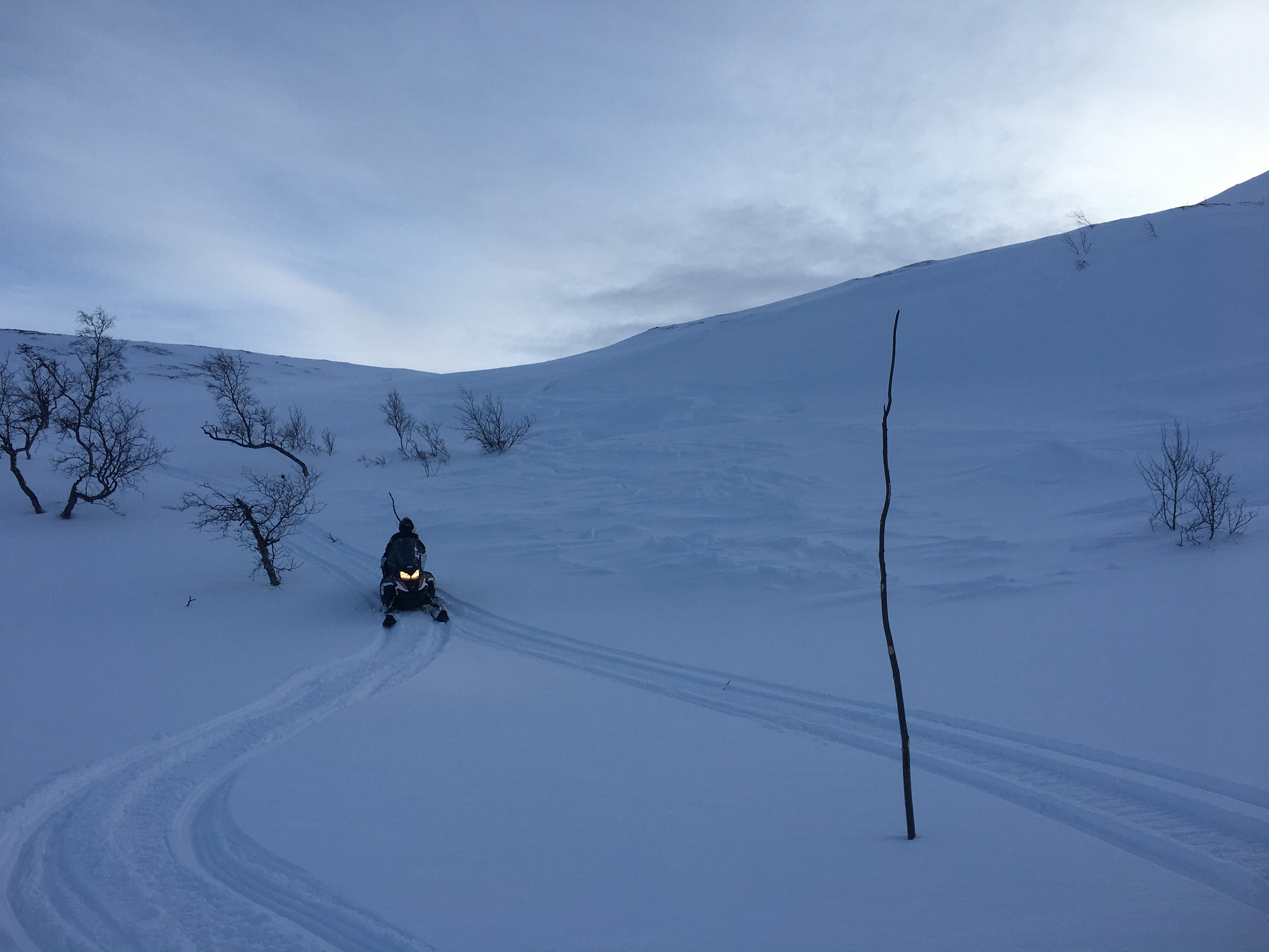 Skredmasser inn mot scooterløypa i Høgskardet
