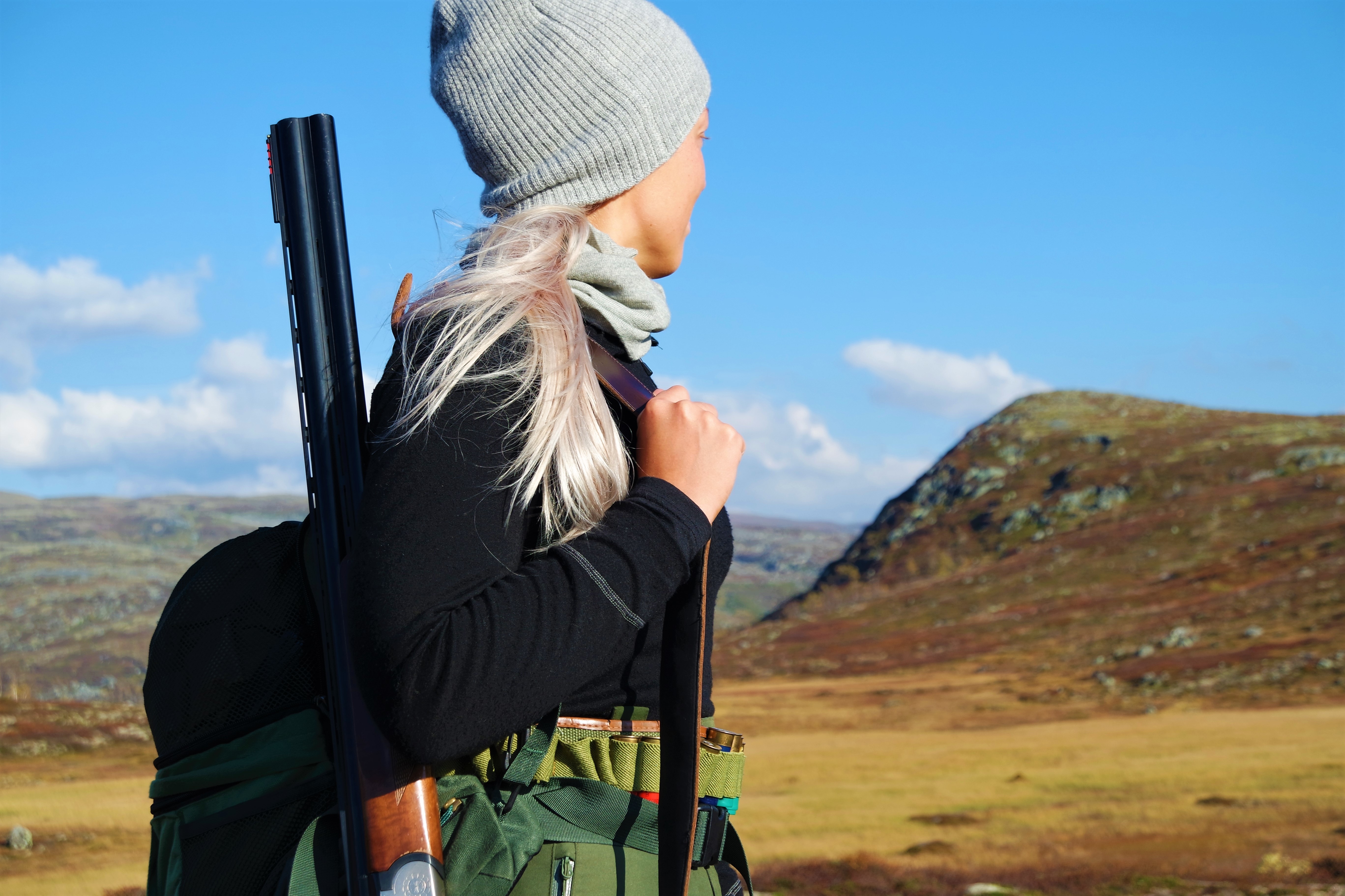 Rypejakt - kvinnelig jeger - Hardangervidda
