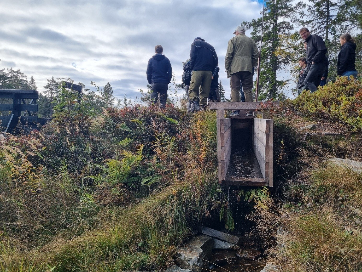 Øystein Skjelbred orienterer om vannrenner og damanlegg i Sølvverksområdet